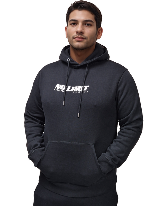 Black hoodie Essential No Limit Logo Chest Embroidery