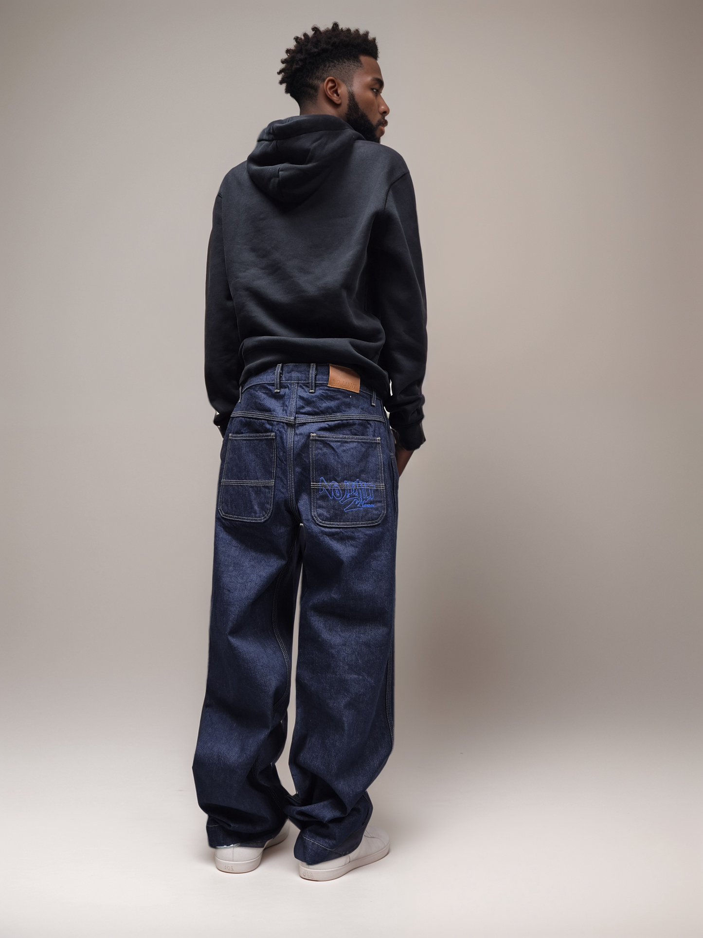 Blue Baggy 24" Wide Leg Denim Blue No Limit Graffiti Logo Jeans - 128 No Limit London