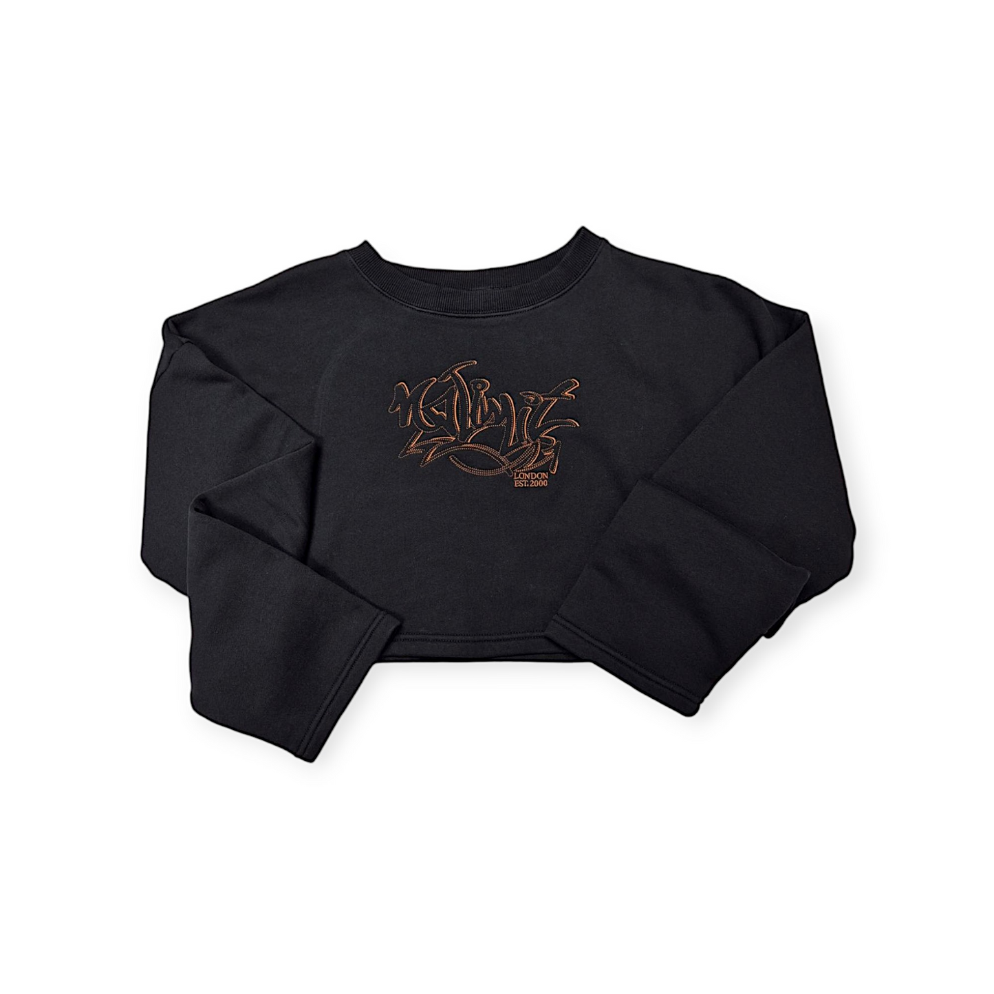 Womens Black Cropped Sweatshirt Graffiti logo