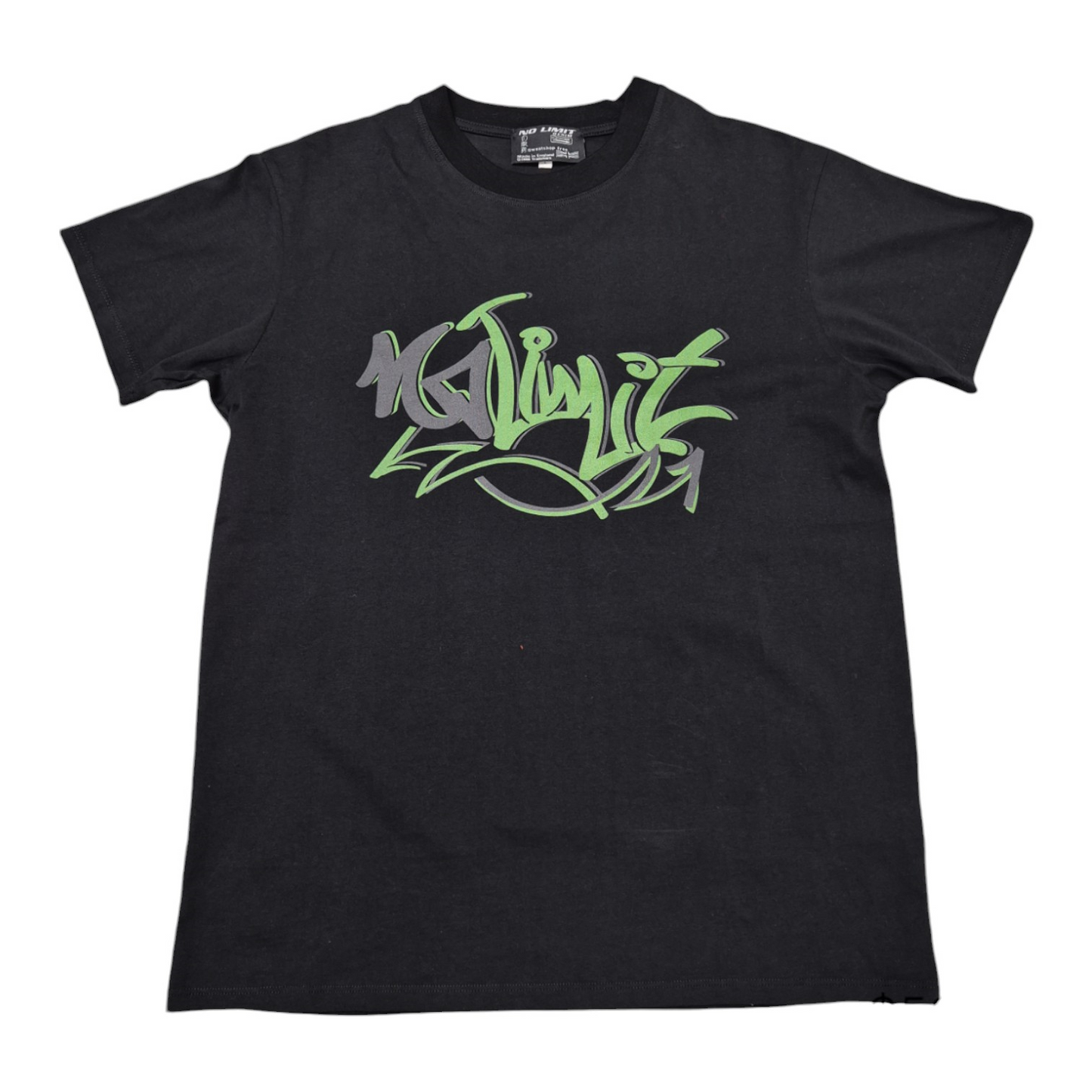 Black Crew Neck Muscle Tshirt Green No Limit Graffiti Logo