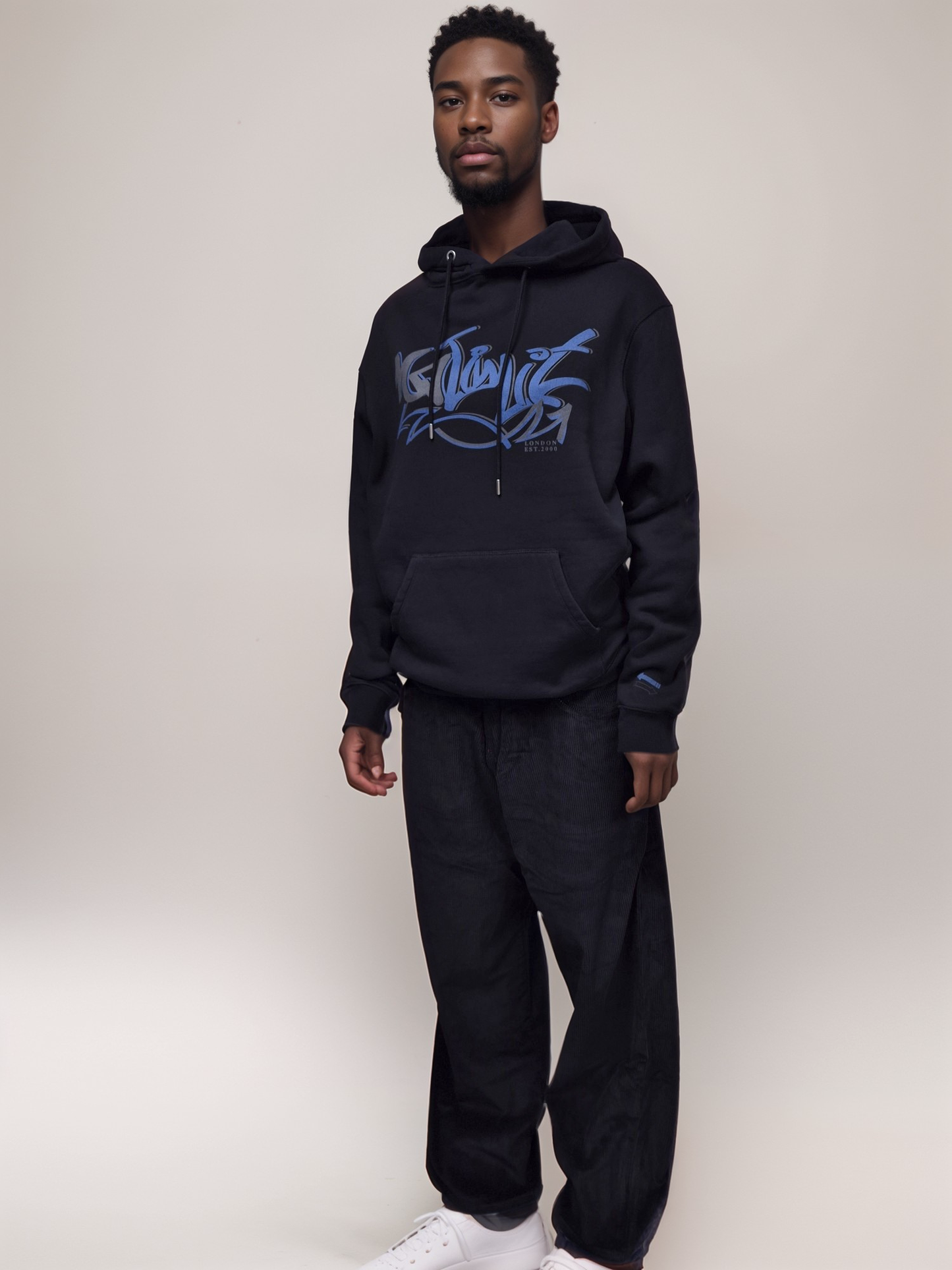 Men's Electric Blue No Limit Graffiti Print Hoodie